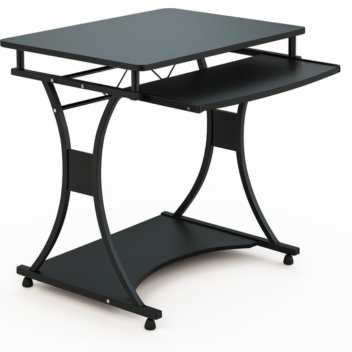 [003-3735] ESCRITORIO NEGRO MDF MOZART METALICO 75X80X60 COMPACTO