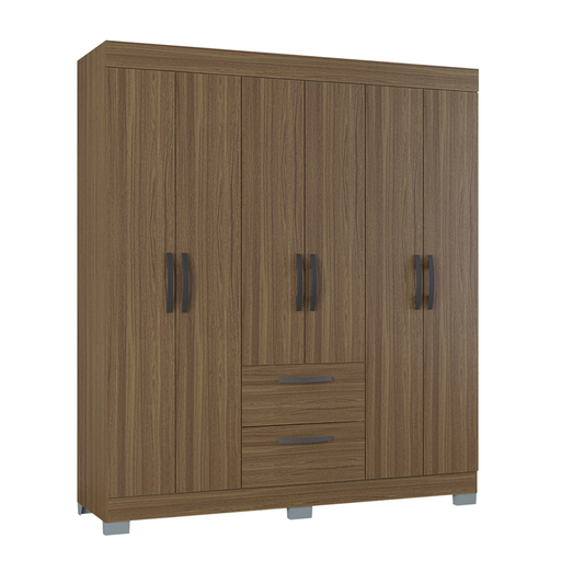 [100226] ARMARIO CLOSET 6 PUERTAS TOQUIO CASTAÑO 164CM X 188CM 2 CAJONES