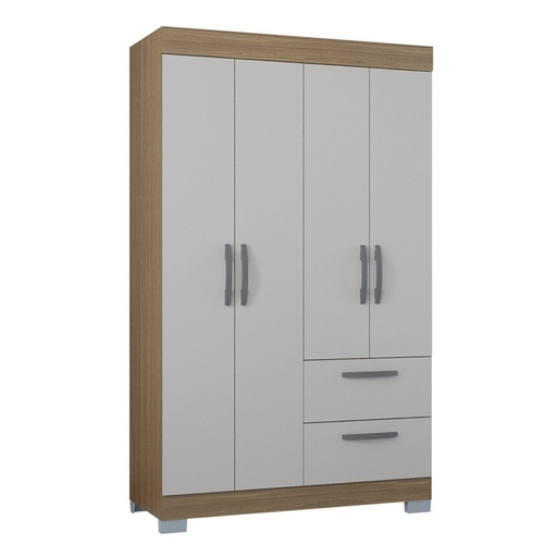 [140127] ARMARIO CLOSET 4 PUERTAS TOQUIO CASTAÑO 2 CAJONES 188CM X 110CM