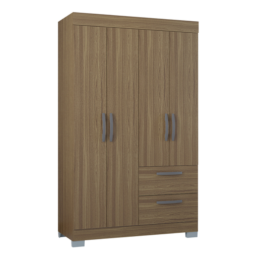 [100228] ARMARIO CLOSET 4 PUERTAS TOQUIO 2 CAJONES CAFE CASTAÑO