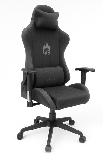 [108622BLACK] SILLA GAMER RECLINABLE ERGONOMICA PAÑO NEGRA HIROTO 2D TELA