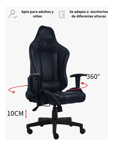 [100276] SILLA GAMER BRAZOS 2D NEGRA RECLINABLE VALORANT ERGONOMICA BASE NYLON