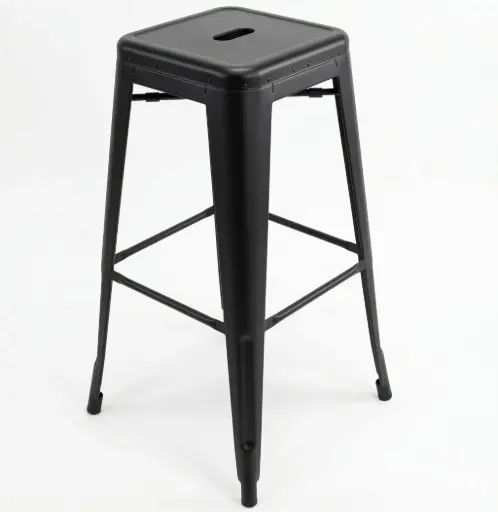 [C410110] SILLA DE BAR RESTAURANTE METALICA TOLIX NEGRA DESCANSAPIES SIN ESPALDAR