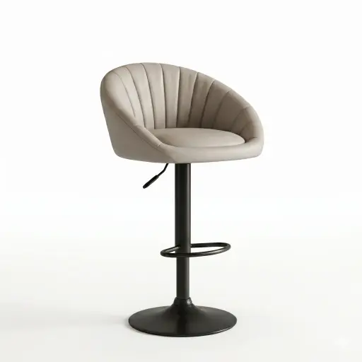 [100620] SILLA BAR CUERINA ALCOLCHONABLE BLANCO LUXURY BASE NEGRA ALTURA AJUSTABLE