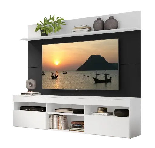[162010] CENTRO DE ENTRETENIMIENTO RACK PANEL MADRID NEGRO BLANCO 75 PULGADAS TV 