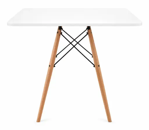 [MESA1] MESA EAMES CUADRADA POLIPROPILENO 80CM PATAS DE MADERA ESTRUCTURA METALICA