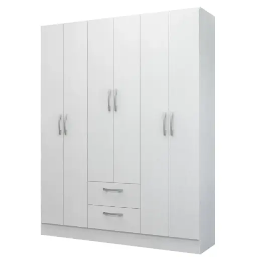 [100623] ARMARIO CLOSET OSLO 6 PUERTAS BLANCO 2 CAJONES  135,5 CM X 173CM