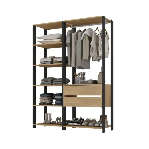[100396] ARMARIO CLOSET ABIERTO CASTAÑO METALICO 135X183 CM 