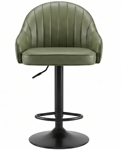 [100621] SILLA BAR MILAN VELVET VERDE ACOLCHONADA CUERINA