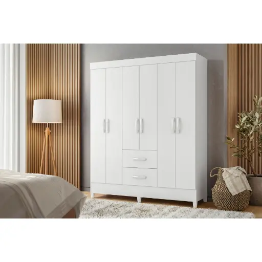 [100409] ROPERO CLOSET MOBI 6 PUERTAS BLANCO/ BIFLEX 181x147x47CM