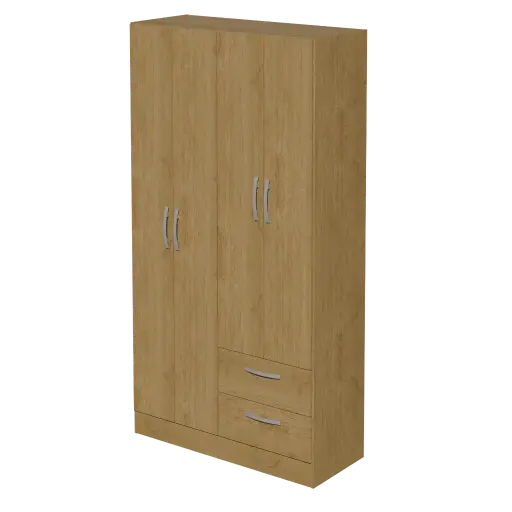 [100622] CLOSET DE 4 PUERTAS ROBLE CASTAÑO CAFE 90X 173CM 
